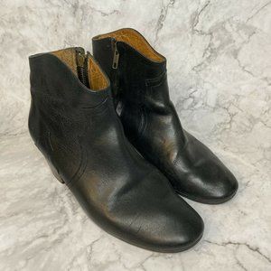 Isabel Marant Black Western Leather Booties Size 38 Boots Made In France 2” Heel